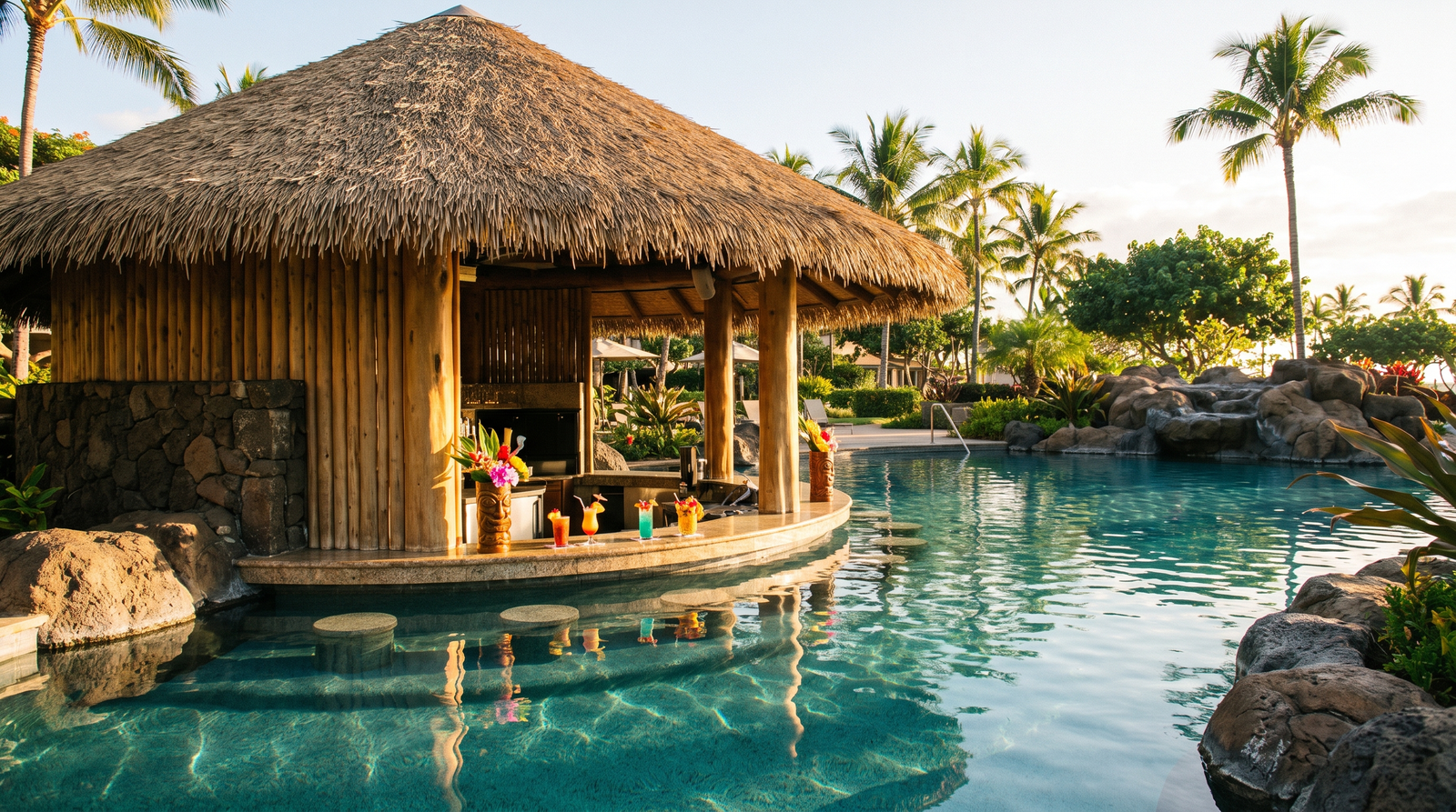 Swim-up pool bar at an all-inclusive resort in Nuevo Vallarta